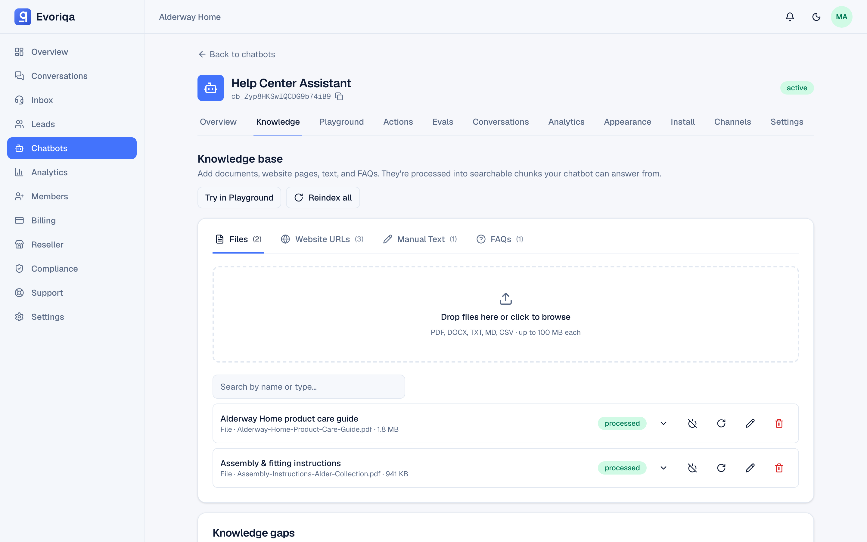 The knowledge tab with sources in several states